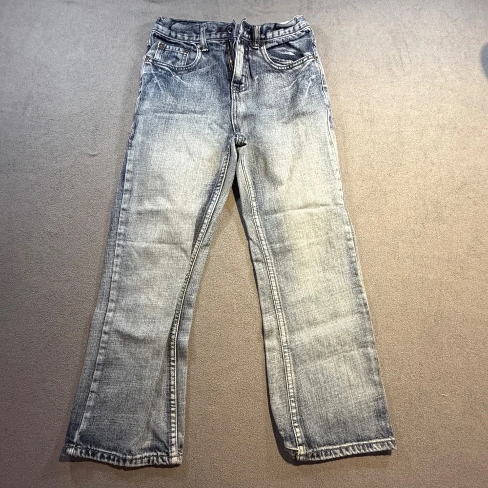 Flypaper Boys Bootcut Jeans Light Wash Denim Size 7X Faded Whiskered Classic